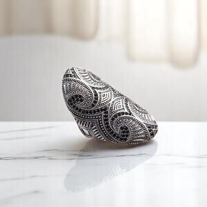 925 Sterling Silver Maori Tribal Ring Size 8 Wide Band Antiqued NWT